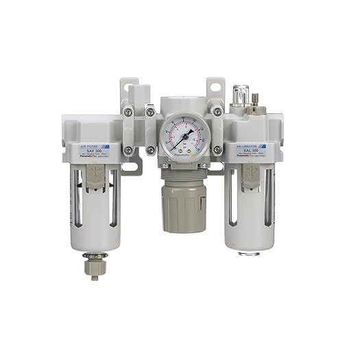 PneumaticPlus SAU300A-N03G - Dual Air System 3/8" NPT - Compressed Air Filter, Pressure Regulator & Lubricator w/Additional Free Air Port 1/4" NPT - Manual Drain, Poly Bowl