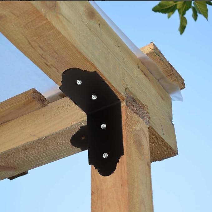 4Packs 45-Degree Angle Bracket Decorative Knee Braces, 6" Heavy Duty Flush Inside 45-Degree Connector Brace, Outside 45 Degree Mount Bracket Building Accessories Products