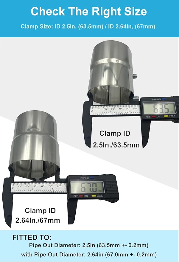 2.5 Inch Exhaust Clamps 4 Packs,2 1/2in Lap Joint Band Clamp 304 Stainless Steel for Muffler Pipe Repair,Catalytic Converters