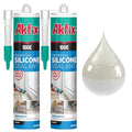 Akfix 100E RTV Silicone Caulk Clear (2x10.1 fl.oz.) - 100% Silicone Sealant Waterproof for Kitchen and Bathroom, Shower, Toilet, Sink, Window and Door, No Discoloring | Clear, 2 Pack