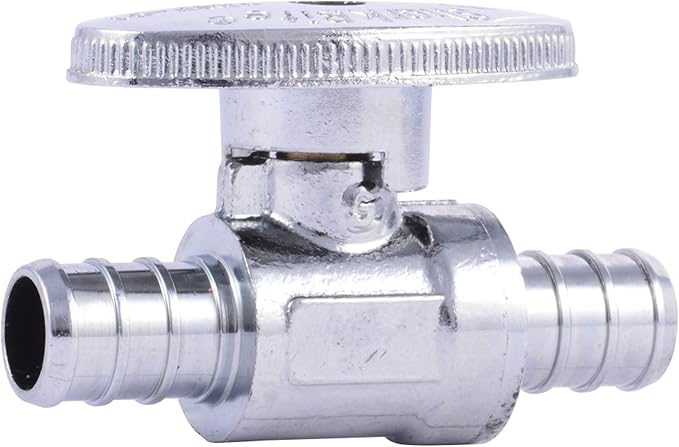 SharkBite 1/2 Inch Crimp Multi-Turn Straight Stop, Brass Plumbing Fitting, PEX Pipe, PE-RT, 23063LF