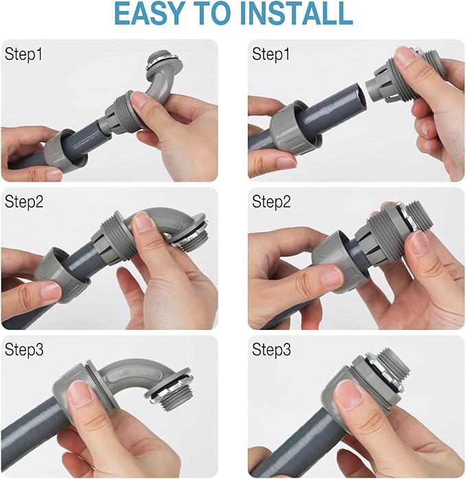 HOXHA 1/2 Inch 10 Ft Electrical Conduit Kit AC Whip Kit Flexible PVC Non Metallic Liquid Tight Conduit, Electrical Wire Conduit Pipe with Straight and 90-Degree Conduit Connector Fittings