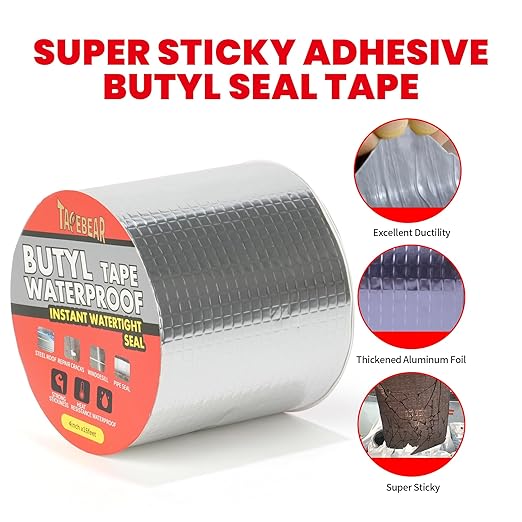 TAPEBEAR 12 Rolls Butyl Tape Waterproof Sealing Tape 4inch x16feet, Upgraded Aluminum Foil Tape Heavy Duty for RV Repair, Awning, Window, Glass & EDPM Roof Leak Patching, Boat and Pipe Sealing, Silver