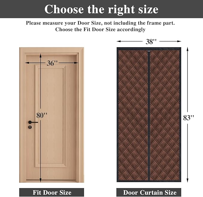 gulrear 38"x83" 3-Layer Thermal Door Insulation Curtain & Temporary Door Insulation Cover for Winter with Reflective Aluminum Foil – Blocks Cold and Heat,Magnetic Curtain for Easy Entry and Exit