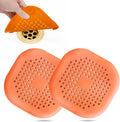 Hair Drain Catcher,Square Drain Cover for Shower Silicone Hair Stopper with Suction Cup,Easy to Install Suit for Bathroom,Bathtub,Kitchen 2 Pack (Orange)