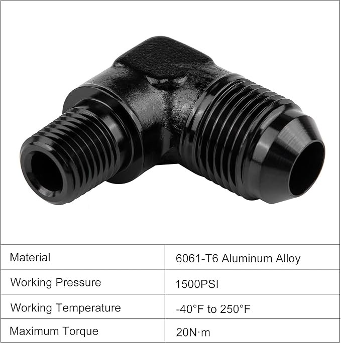 EVIL ENERGY 8AN to 1/4" NPT Male 90 Degree Fitting Adapter Aluminum