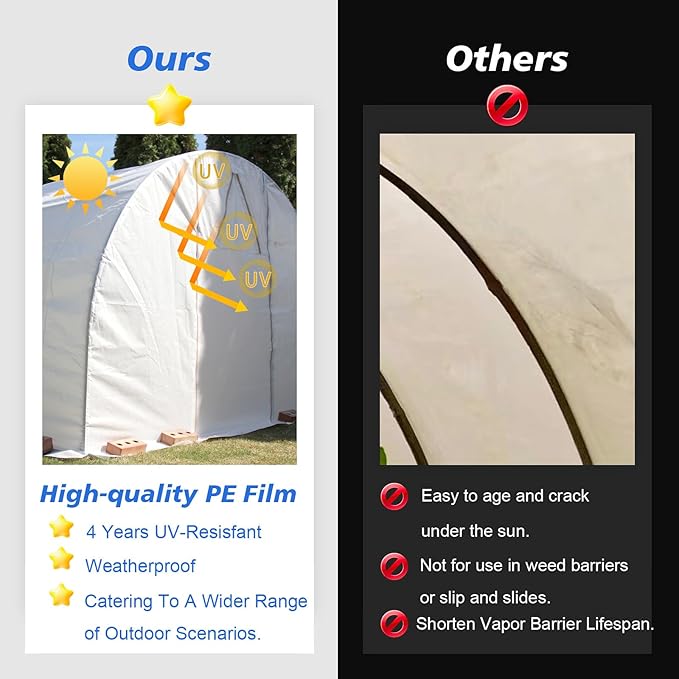 Crawl Space Vapor Barrier - 10 mil (10' x 10'), Thick Plastic sheeting, Drop Cloth Moisture Barrier Covering for Crawl Space Encapsulation, Heavy Duty Polyethylene Film, Black and White Panda Film