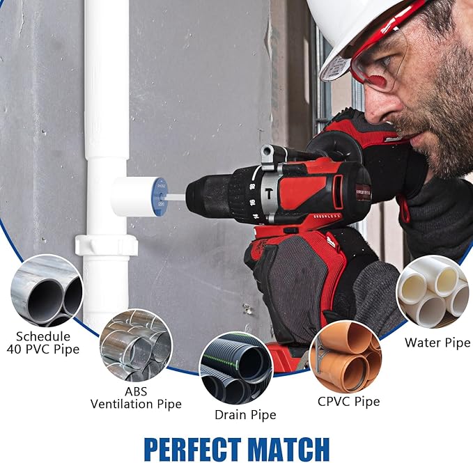 XJX PPR400 PVC Pipe Reamer, 4" Head Aluminum PVC Fitting Saver Fit Into Standard 1/2" Drill and 3/8" Hex Shaft