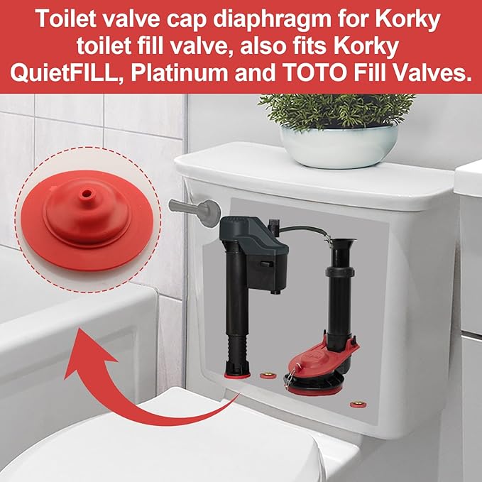 Toilet Fill Valve Cap Diaphragm for Korky 528 R528, Toilet Repair R528P2 Fill Valve Diaphragm Replace TOTO THU302 Fill Valves & Platinum & Korky QuietFILL Fill Valves - 2 Pca