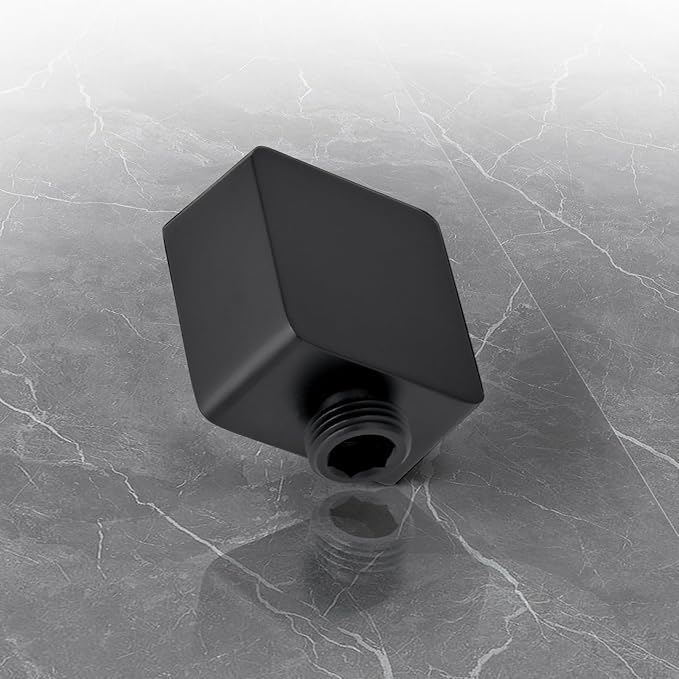Wall Supply Elbow, Wall Elbow for Hand Held Shower, Solid Brass Square Wall Mount Supply Elbow in Matte Black, JB-022MB
