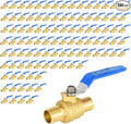 100 Pack Ball Valves, 1" Pex Crimp Shut Off Valve Blue, Brass Full Port Pex B Shut Off Ball Valve for Hot and Cold Water, NSF/ANSI 61 Certified