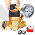 Boltigen RV Water Pressure Regulator with Gauge, 3/4'' GHT Lead-Free Brass Fresh Water Hose Pressure Reducer Valve, Adjustable Water Pressure Regulator for RV Camper