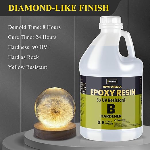 TAKIMO 1 Gallon 3×UV Resistant Resin Kit,No Bubble & Crystal Clear Epoxy Resin for Coating, Casting, Table Top,DIY, Bar Top, River Tables, Resin Art, Wood with High Gloss Finish