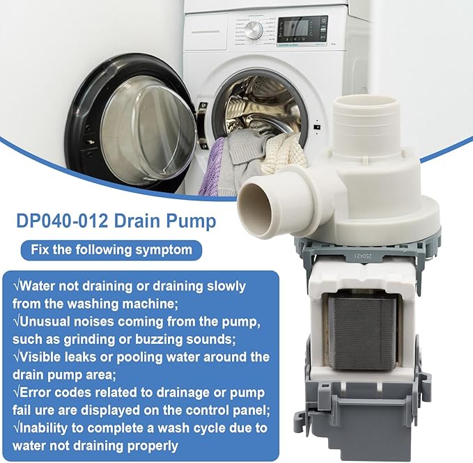 DP040-012 4681EA1007A Drain Pump Compatible with LG, Kenmore Washer Drain Pump, Replacement for 4681EA1007A 1089358 AP5604958 EAP11706439 2649379 AP5605335