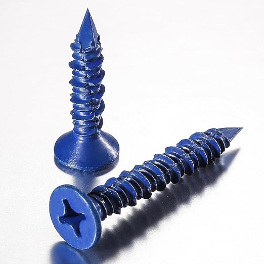 (30 PCS) 1/4''x6 Concrete Screw Anchor Blue Flat Head for Anchoring to Masonry, Block or Brick Stucco