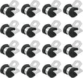 uxcell 5/16"(8mm) Cable Clamp, 304 Stainless Steel Rubber Cushioned Insulated Clamp R Shape Metal Clamp Tube Holder for Pipe Hose Wire Cord Installation 16Pcs