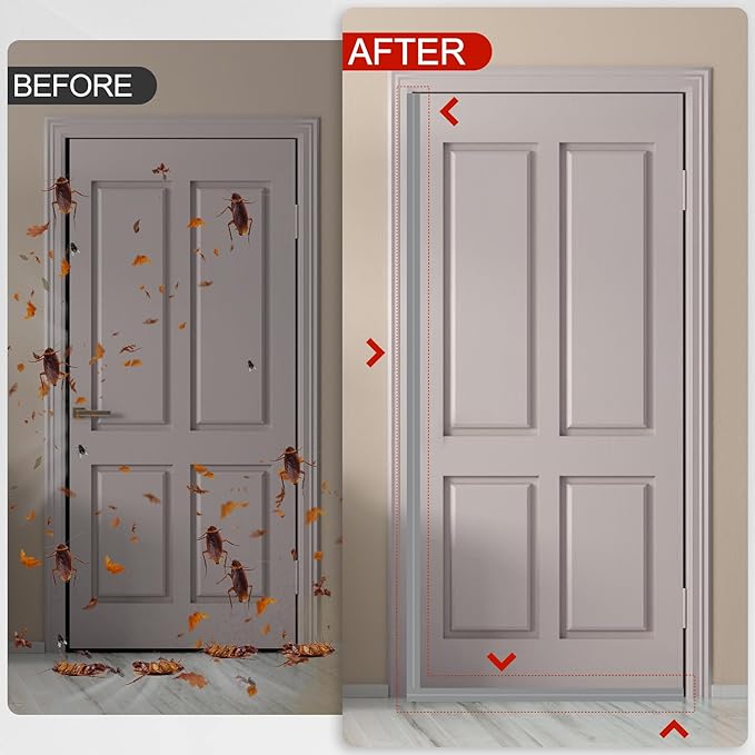 MYFAMIREA Door Weather Stripping 1IN (W) x 20FT (L) Door Draft Stopper Seal Tape Silicone Seal Strip Self Adhesive Shower Sweep Insulation Tape Side Bottom Strip for Sliding Glass Window Gap, Gray