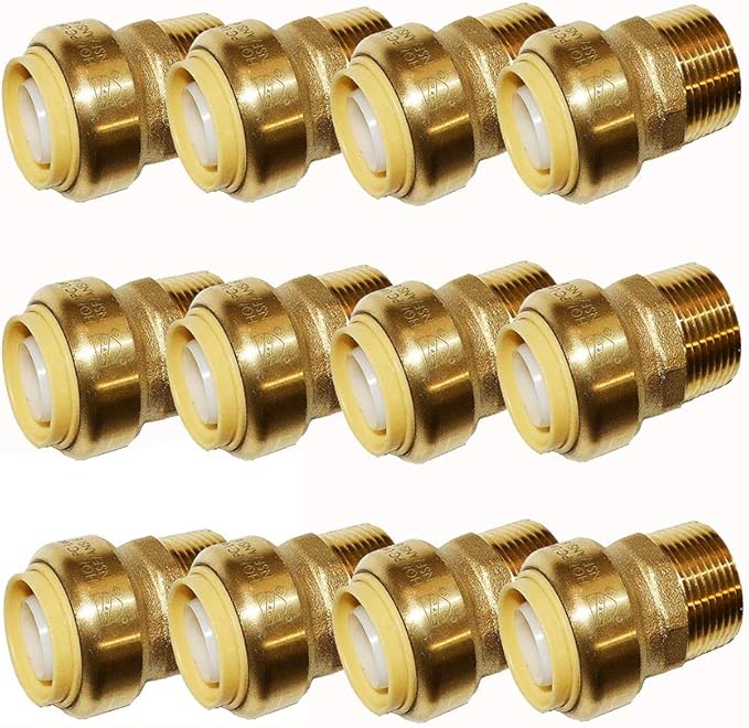HQMPC Pex Fitting Straight Coupling Push Fit PEX Fittings 1/2", Push-to-Connect Copper, CPVC, No Pb Brass Plumbing Fittings (12, 1/2")