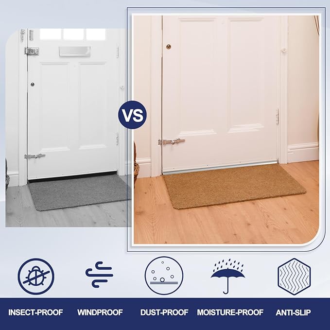 Tandefio 2 Pcs 48" L Aluminum Threshold or Door Bottom with Vinyl Seal 1-1/4"W x 3/8" H Mini Threshold Door for Interior Exterior Fluted Doorway Floor Transition Seal Strip Weatherproof