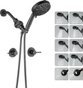 2 Handle Shower Faucet Set with Filter Shower Head Holder Matte Black 2 knobs Shower Faucet Set, Wall Mounted