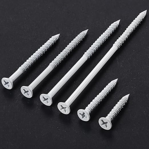 WenSilon(100 PCS) 3/16" x2-3/4 White Concrete Screw Anchor White Flat Head for Anchoring to Masonry, Block or Brick Stucco