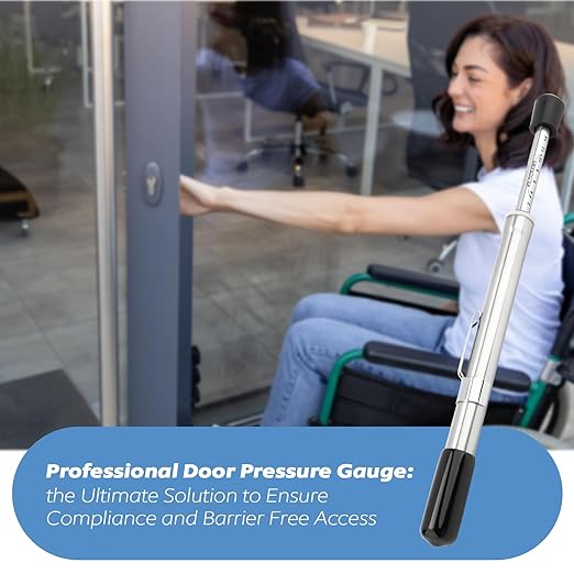 HMC035 Door Pressure Gauge 0 to 35 Lbs for ADA Requirement Door Test Tool, Door Pressure Gauge Push-Pull with Plastic Protective Tube