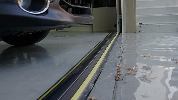 1 ½" High Garage Door Flood Barrier Threshold Kit (18'3") | Flexible PVC | Complete Kit Includes 3 Adhesives| GaraDry
