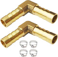 2PCs 5/16" Brass Hose Barb Fitting 90 Degree Elbow Barbed Splicer Mender Union Fitting with 4PCs Hose Clamp for Oil Water Air