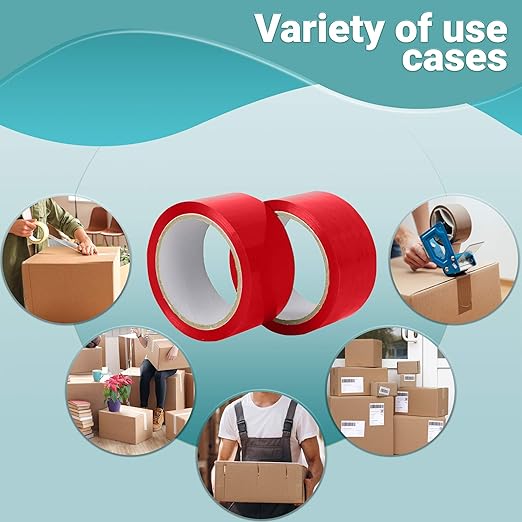 APQ 36 Rolls of Red Carton Sealing Tape 2" x 55 yds. Thickness 2 Mil. Acrylic Packaging Tape for Wrapping, Packing, Shipping, Moving Boxes. Acrylic Emulsion Adhesive. No Weathering, Yellowing.