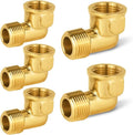 5-PCs HeSun Brass Pipe Fitting, 3/8" NPT Male x 3/8" NPT Female 90-Degree Barstock Street Elbow