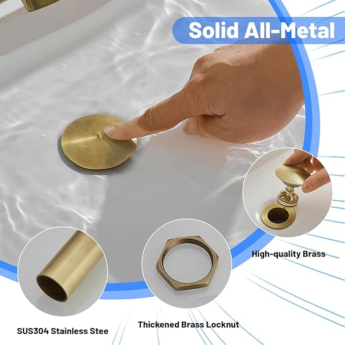 BWE Antique Pop-Up Drain Assembly with Strainer for Bathroom Vessel Vanity Faucet Bathroom Vessel Sink Drain Stopper Without Overflow Sink One-Piece