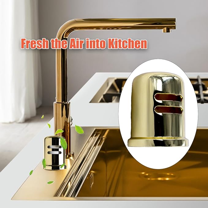 1-5/8" cap diameter 2-1/4 Dishwasher Solid Brass Air Gap Cap Only, Replacement for air gap dishwasher Air Gap Cover Fits Most Air Gap Bodies (Gold))