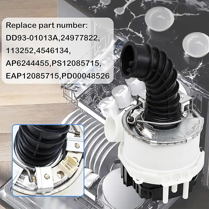 DD93-01013A Dishwasher Drain Pump Assembly Compatible with DW80M9550UG/AA,DW80R9950US/AC,DW80R9950UG/AC etc