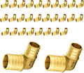 30-Pack PEX Fittings Niikappu 1"x3/4" Pex Elbow, Brass Crimp Pipe Fittings for PEX Pipes, ASTM F1807
