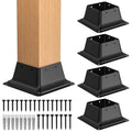 5Pcs 4x4 Post Base , Internal 3.6"x3.6" Heavy Duty Powder-Coated Steel Post Bracket Fit for Standard Wood Post Anchor, Decking Post Base for Deck Porch Handrail Railing Support with Screws