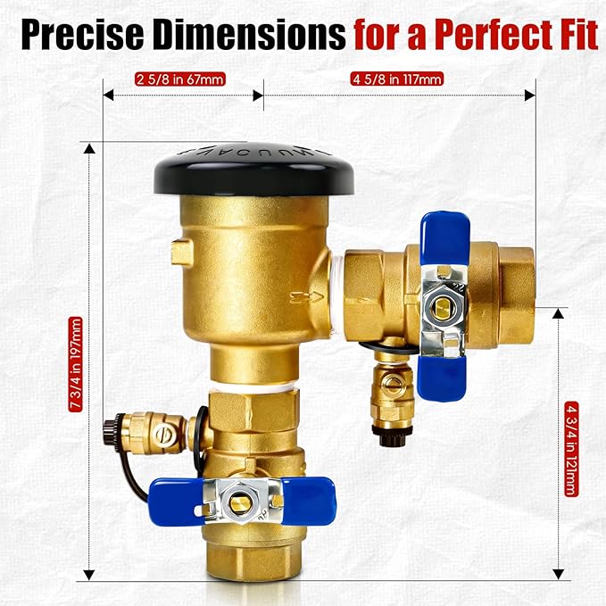 UPGRADED 1" 720A Pressure Vacuum Breaker Assembly, 400PSI Heavy-Duty Brass Backflow Preventer Valve for Irrigation Systems, Lawn Sprinklers & Outdoor Water Lines, Prevent Backflow
