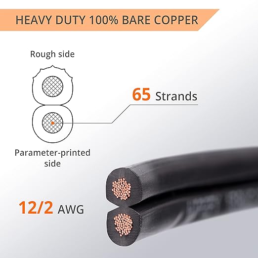 Wirefy 12/2 Low Voltage Landscape Wire 100 ft | Low Voltage Landscape Lighting Wire | Pure Copper | Outdoor Direct Burial | 12-Gauge 2-Conductor 100 Feet | UL Listed