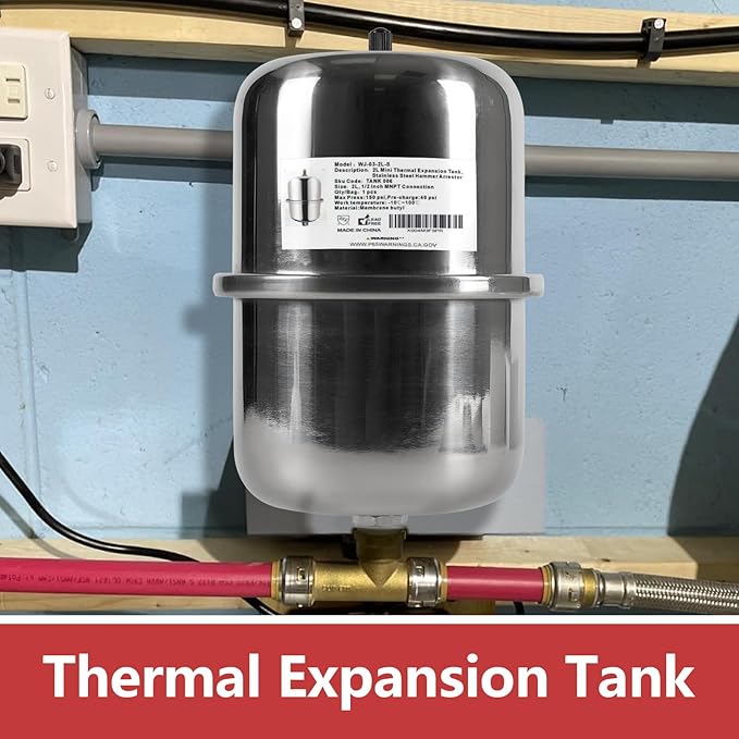 EFIELD 15-Gallon Capacity Stainless Steel Expansion Tank (2 L), Hammer Arrestor with 1/2 Inch Threaded For Tankless Water Heater, Water Dispensing/Beverage Appliances (TANK006)