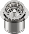 Kitchen Extended Garbage Disposal Flange Strainer Stainless Steel Kit with Basket Strainer and Drain Stopper for 3 1/2 Inch Standard Sink Drain, Deep Sink Flange for Disposer, Brushed Stainless