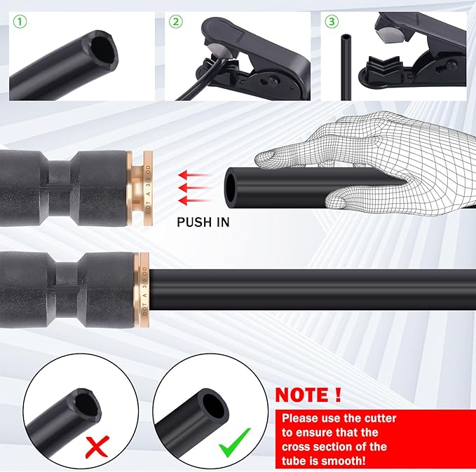 CheeMuii 32 PCS DOT Air Line Fittings 1/4" 3/8" 1/2" DOT Push Lock Air Fittings Brass and Plastic Straight Unions Quick Connect Air Hose Fittings Repair Kit