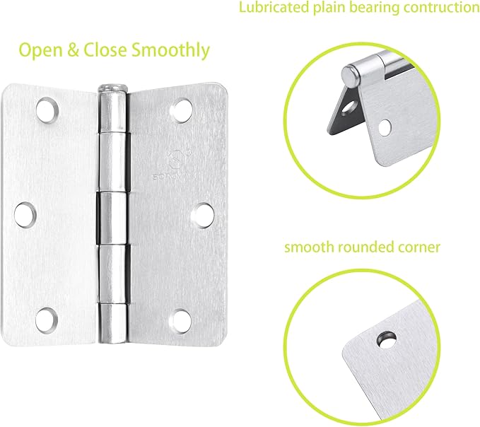 Door Hinge 3 1/2 Inch Interior Door Hinges Oil Rubbed Bronze 3.5 Inch Interior Hinges Flat Iron Hinge 3 ½"x 3 ½" Door Hardware 1/4" Radius -18 Pieces