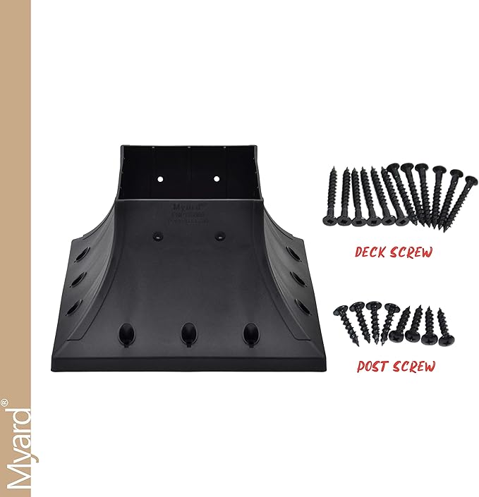 Myard PNP116060 6x6 Post Base Cover (Actual 5.5x5.5 Inches) Post Skirt Flange with Stainless Steel Screws, Post Bracket for Deck Porch Handrail Railing Support Trim Post Anchor (Qty 4, Black)