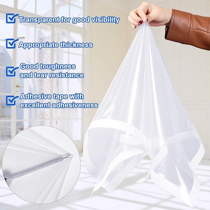 74×79inches Window Insulation for Winter,Plastic Window Cover for Winter,Thermal Window Insulation Kit for Winterizing,Thick Transparent Window Seal Film for Winter Window Covering