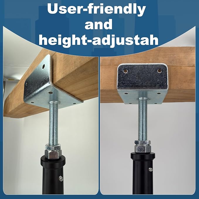 2 Pack U-Shaped Floor Jack - Adjustable Steel Beam Support for 4x2, 4x4, 4x6 Joists Heavy Duty Screw Jack with U-Head Telepost & House Jack.15-19 Inch Adjustment Range.