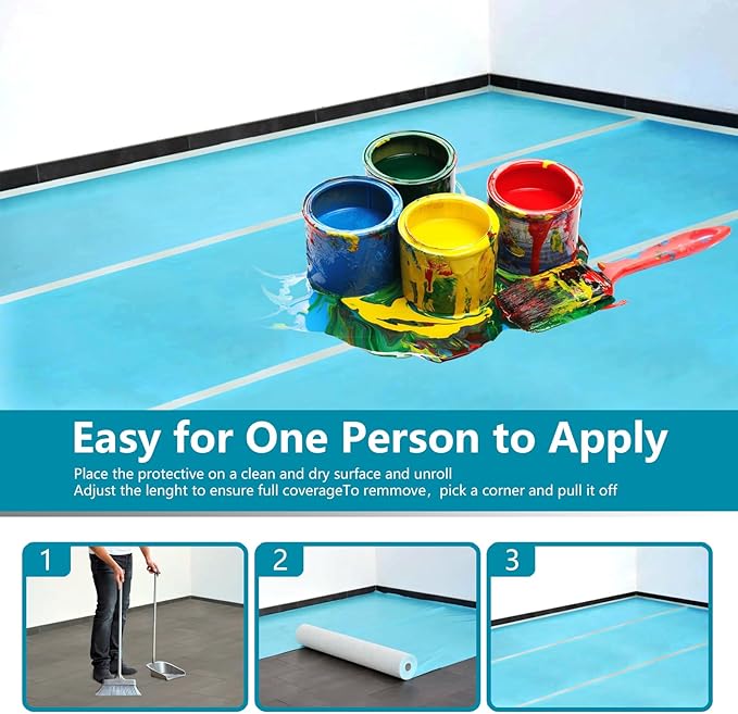 Temporary Floor Protection for Construction Projects, Floor Protection Film-Protects Hardwood, Tile, Carpet, Countertops, Bathtubs and More,Coverage of 325 SQFT (39.5''x100')