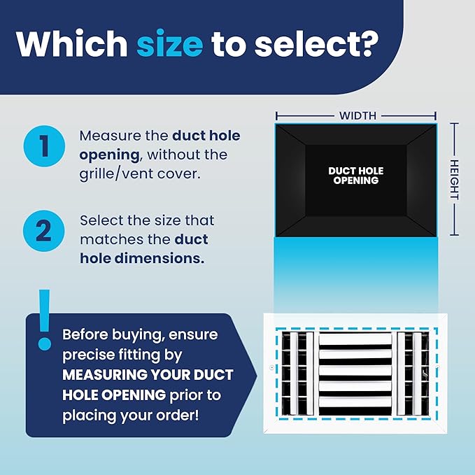10x6 Inch (Duct Opening) Aluminum 3-Way Air Flow Vent – HVAC Vent Cover for Wall or Ceiling – Quiet HVAC Wall Register with Multi-Shutter Damper – Adjustable Curved Blade - Plastic Seal for Tight Fit