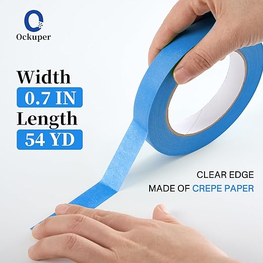 Blue Masking Tape,Painters Tape,Blue Painters Tape for Automotive paniting,DIY Paper Arts & Crafts, Spraying Drywall Paint, No Residue & Easy to Clean Up,12pcs 0.7in X 54 Yd Painter's Tape