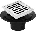 4 Inch Square Shower Floor Drain, Shower Drain Kit with Flange, Square Shower Drain, SUS 304 Stainless Steel Floor Drain,Silver