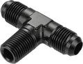 EVIL ENERGY 6AN Tee Male Flare to 1/4 NPT on Side Branch T Fitting Adapter Aluminum Black