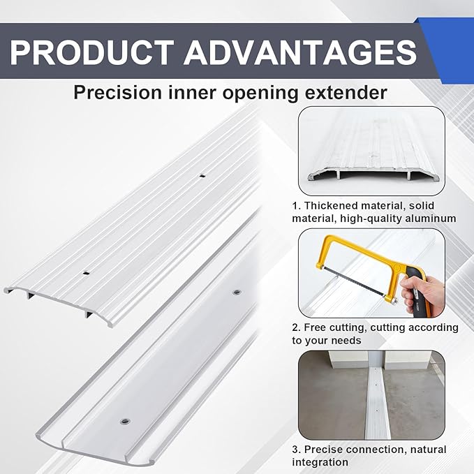 Tandefio 2 Pcs Door Saddle Threshold for Doorway Interior Sturdy Aluminum Commercial Fluted Saddle Door Threshold Durable and Sleek Doorway Entryway Access Draft Protection (5" X 1/2" X 36",Silver)